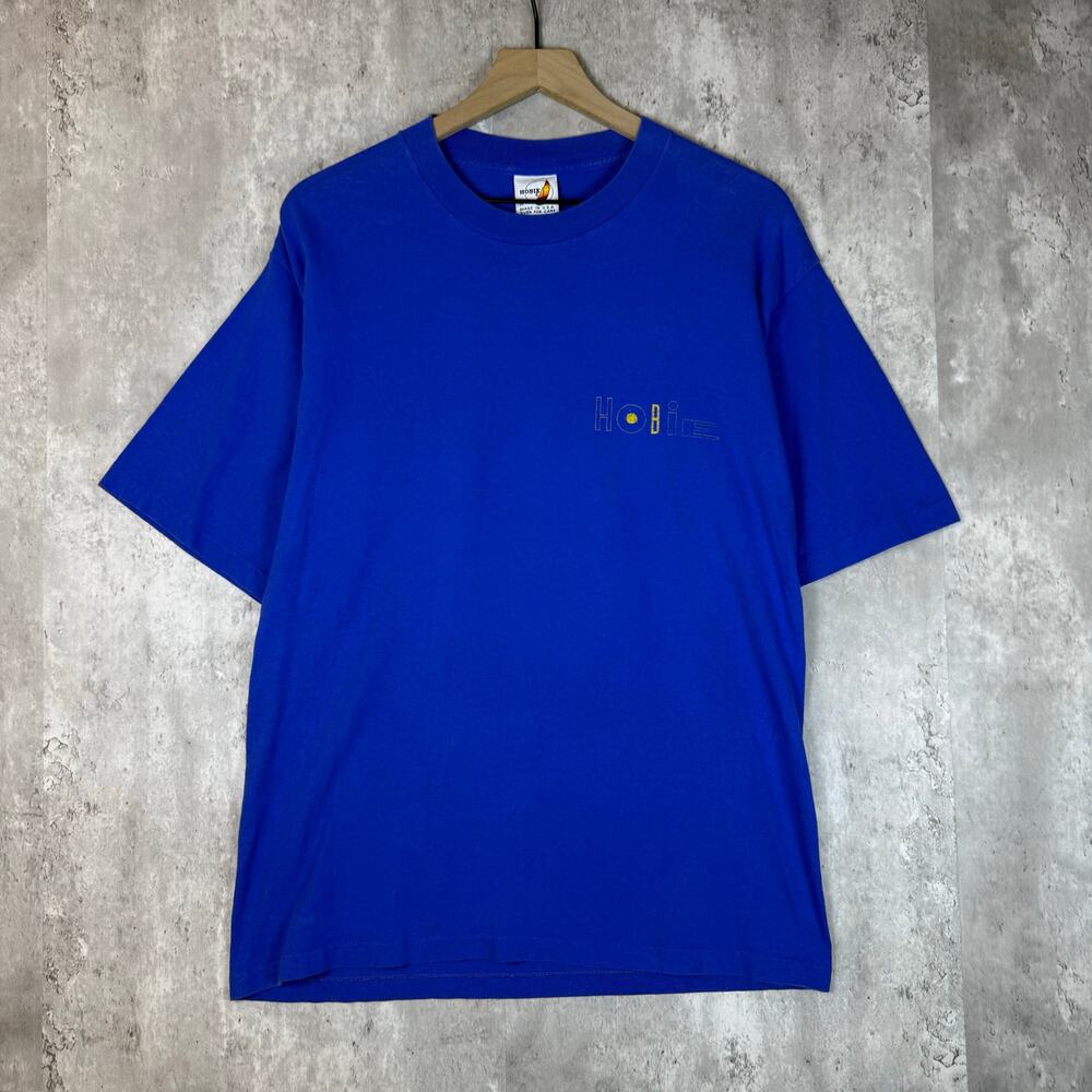 90s Mens Crazy Sailing 'Hobie' Blue Single Stitch Tee M